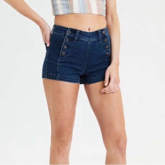 🛍️American Eagle Outfitters Hi-Rise Shorties Double Button Size 4 - Picture 1 of 7